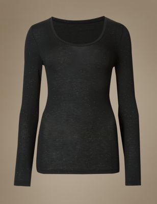 Heatgen&trade; Sparkle Effect Long Sleeve Thermal Top